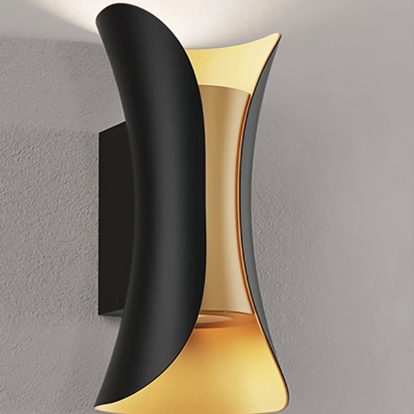 Modern Matte Black & Gold Dual-Illumination Wall Light