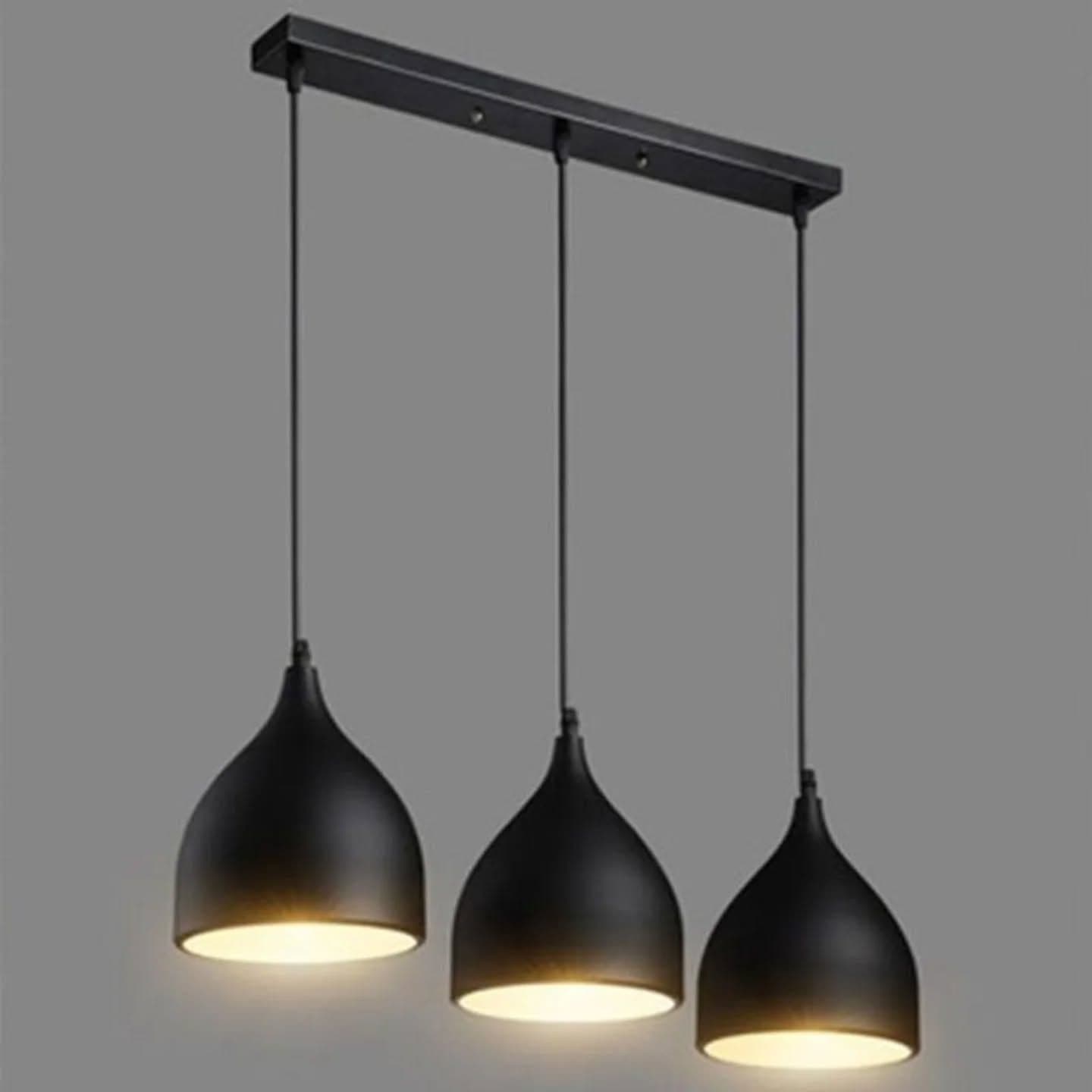 Modern Matte Black 3-Light Linear Pendant Light