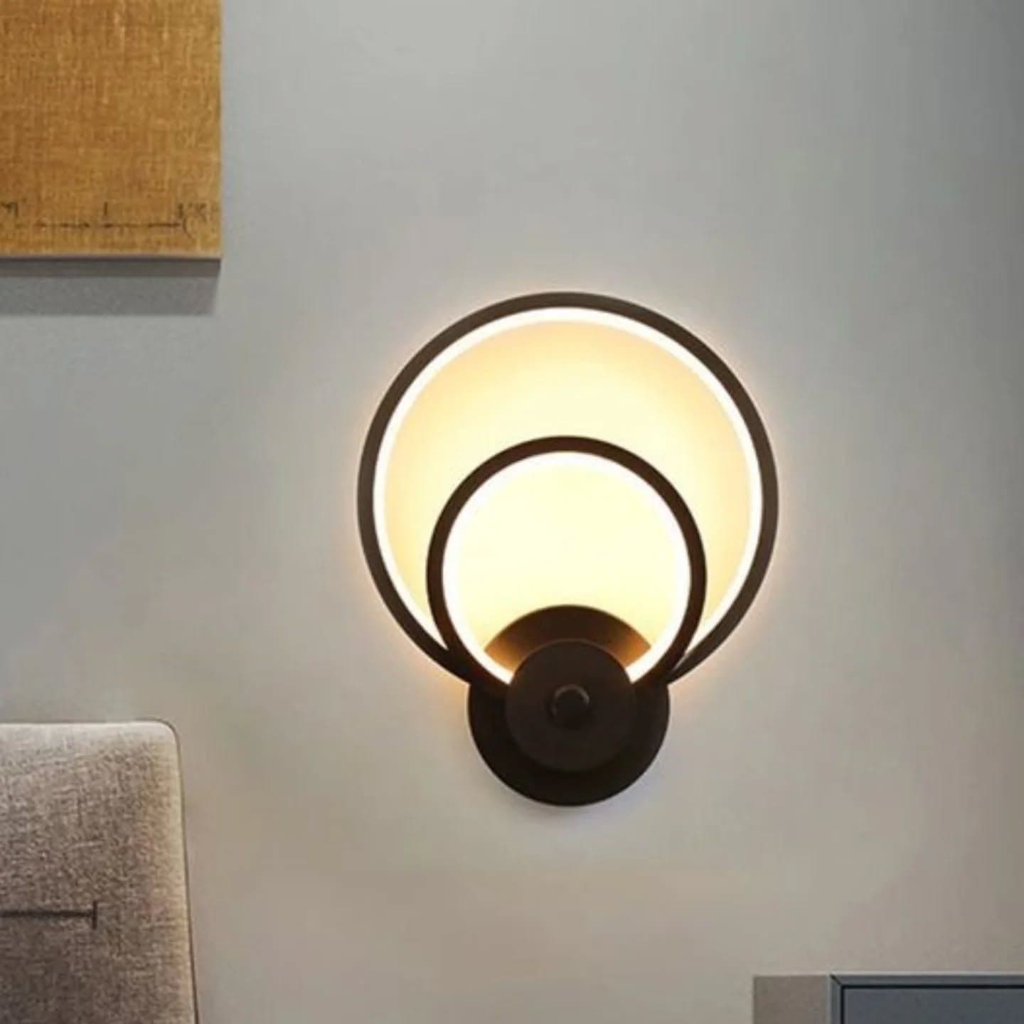 Modern Black Circular LED Wall Light