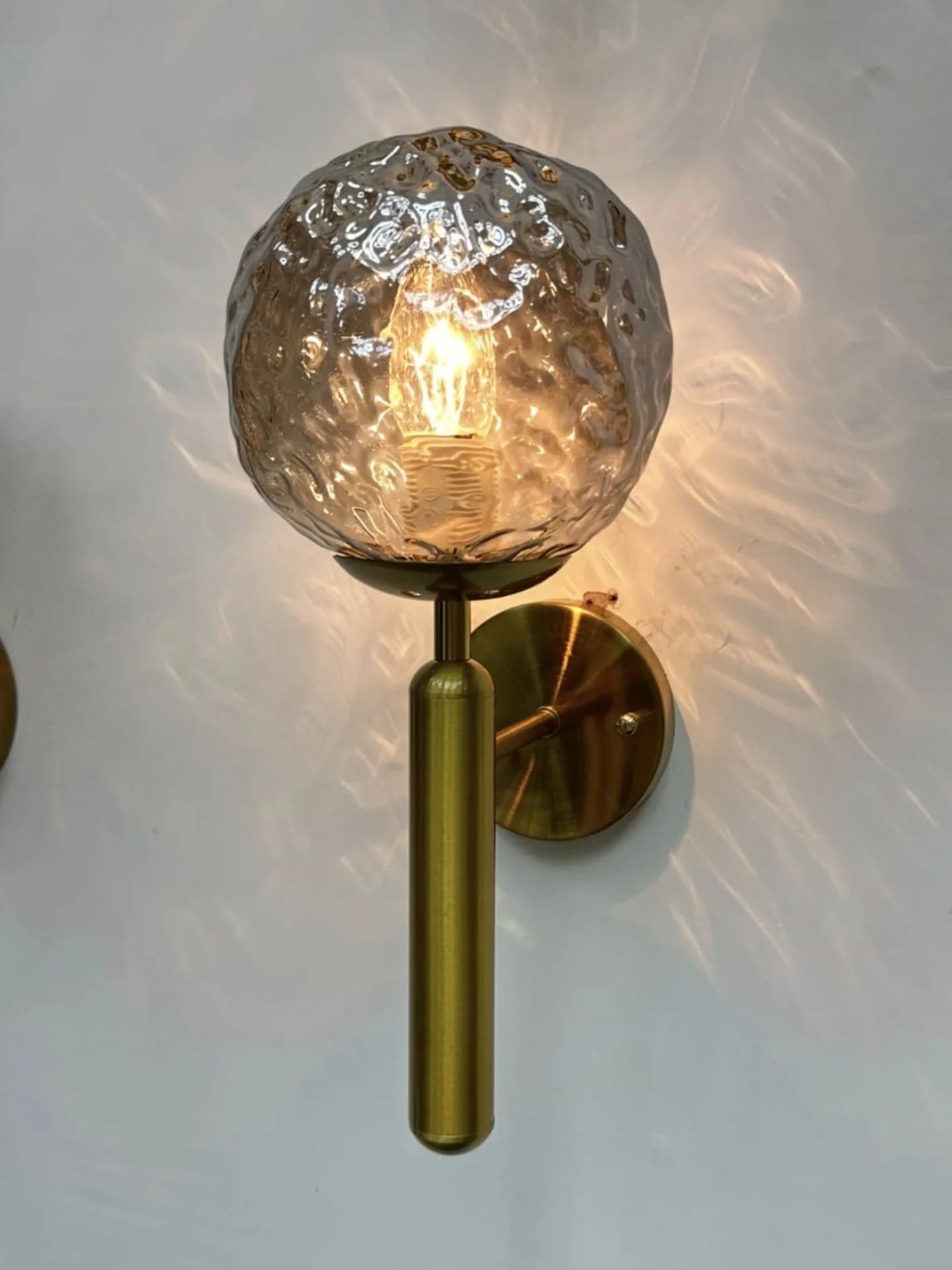 Modern Gold Textured Glass Wall Light