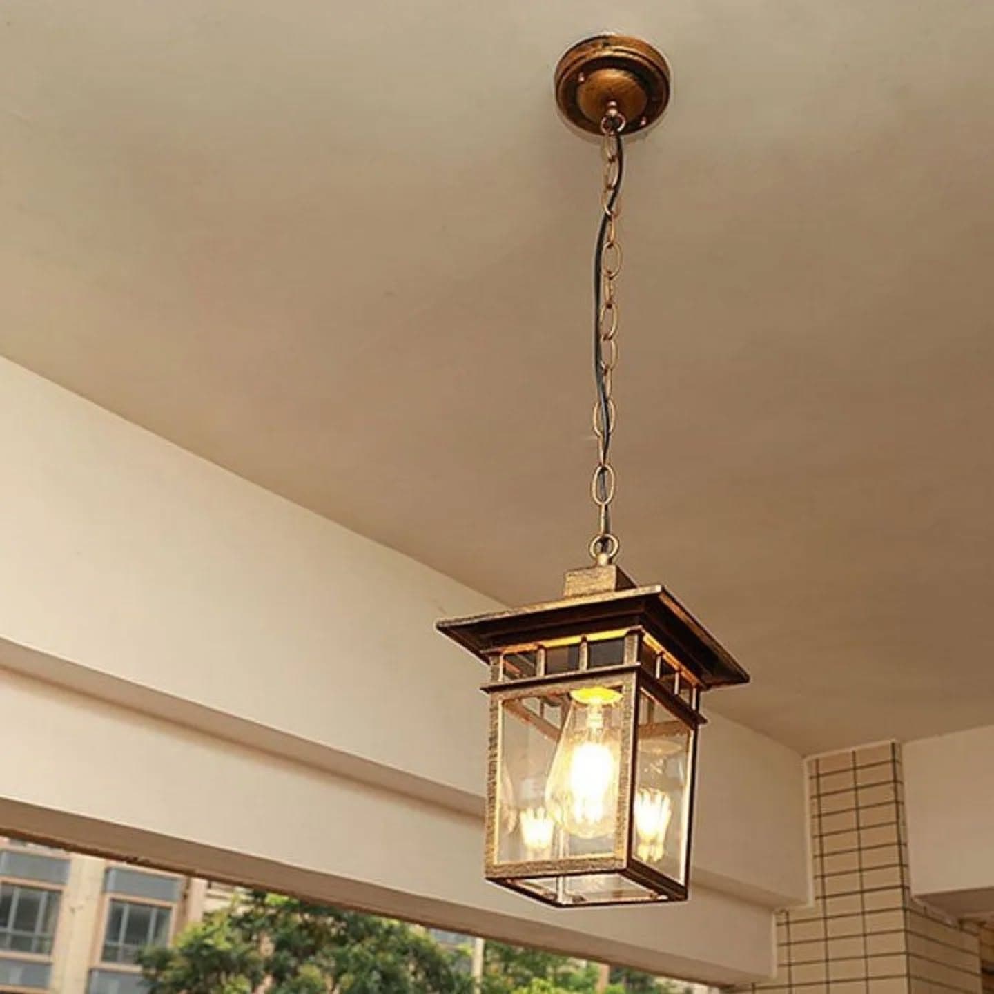 Vintage Bronze Hanging Lantern Outdoor Light