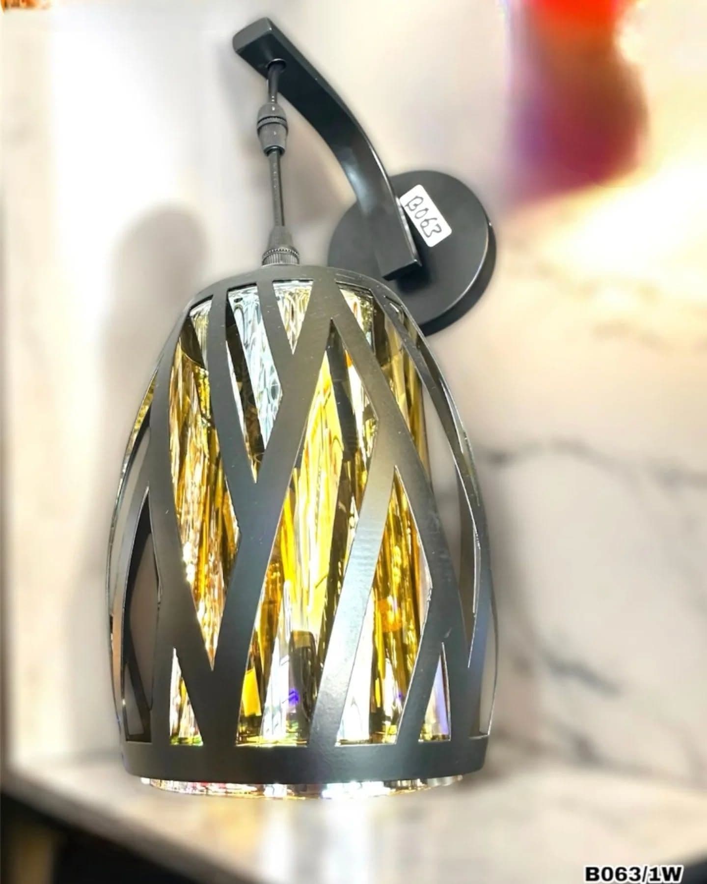 Modern Matte Black and Gold Geometric Wall Light