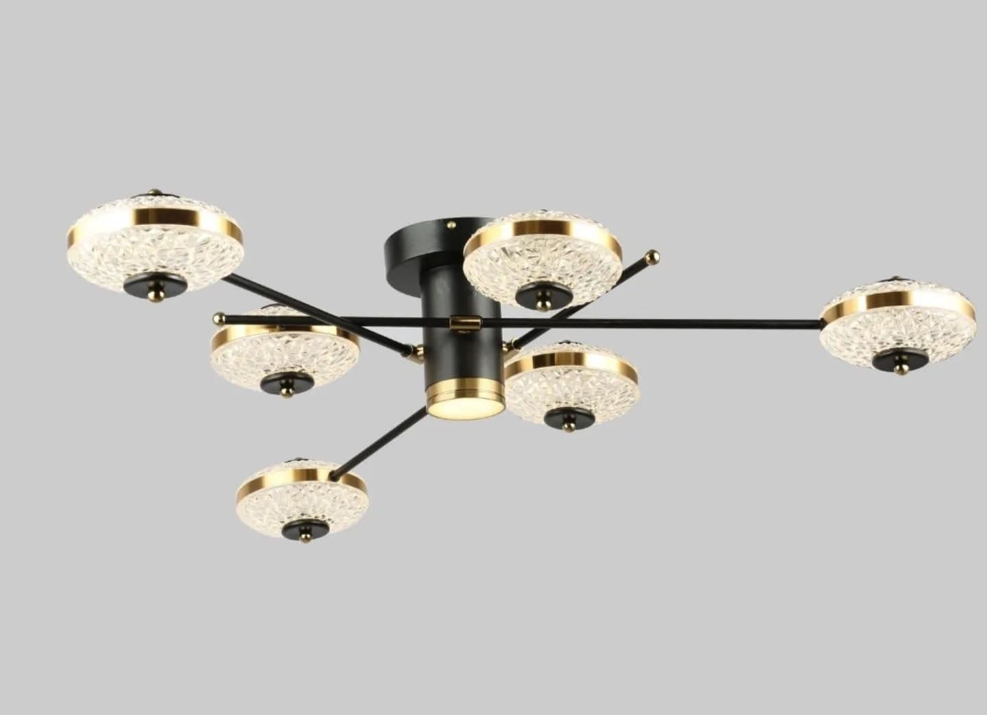 Modern Black and Gold Faceted Glass Chandelier