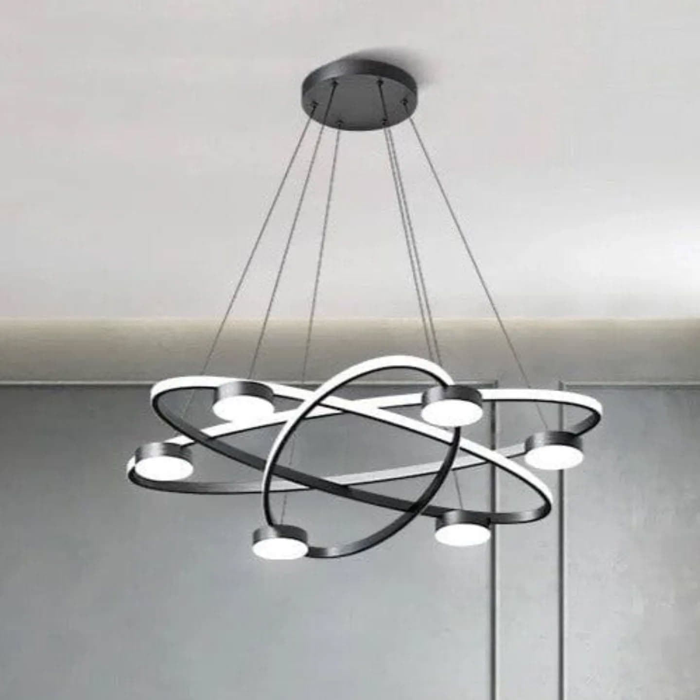 Modern Black and White Orbital LED Chandelier