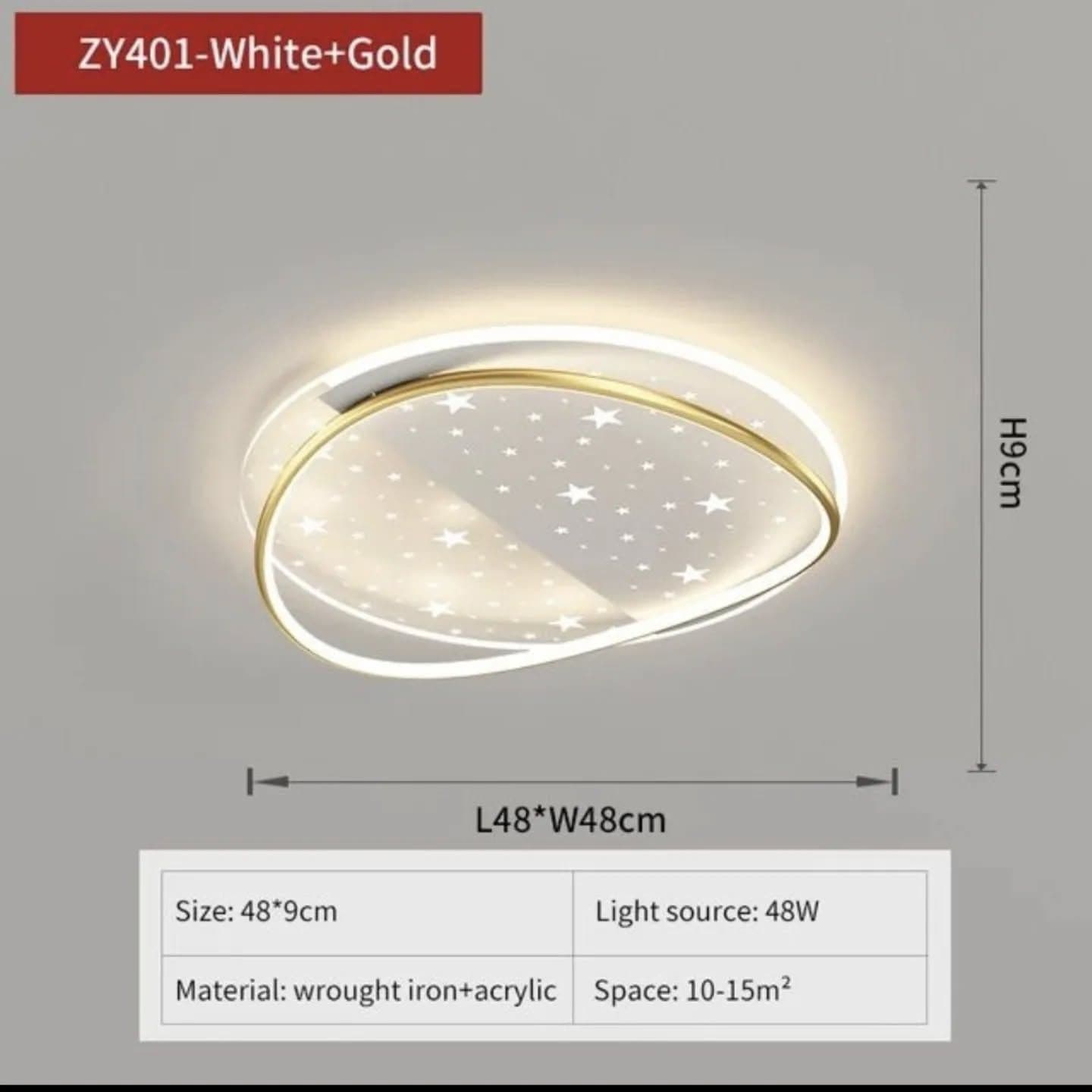 Modern White Star Ceiling Light with Gold Accent & Integrated LEDs