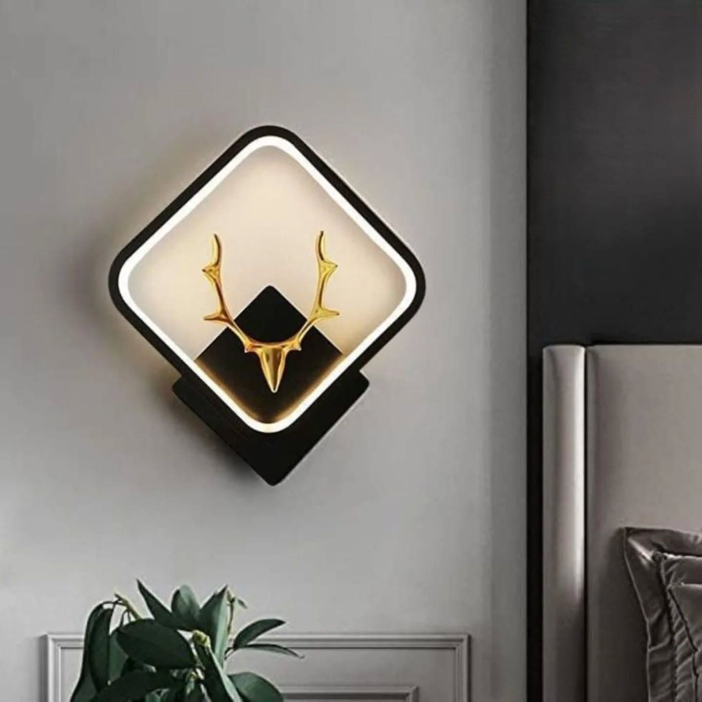 Modern Black & Gold Geometric Antler Wall Light