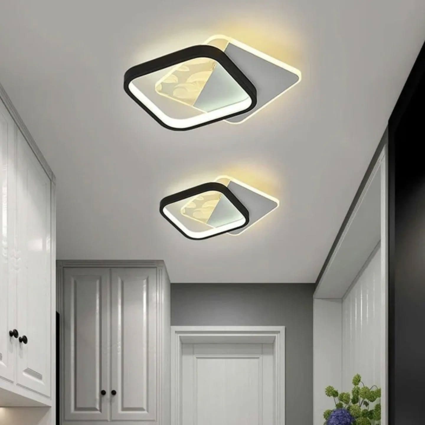 Modern Black and White Dual-Tier LED Chandelier