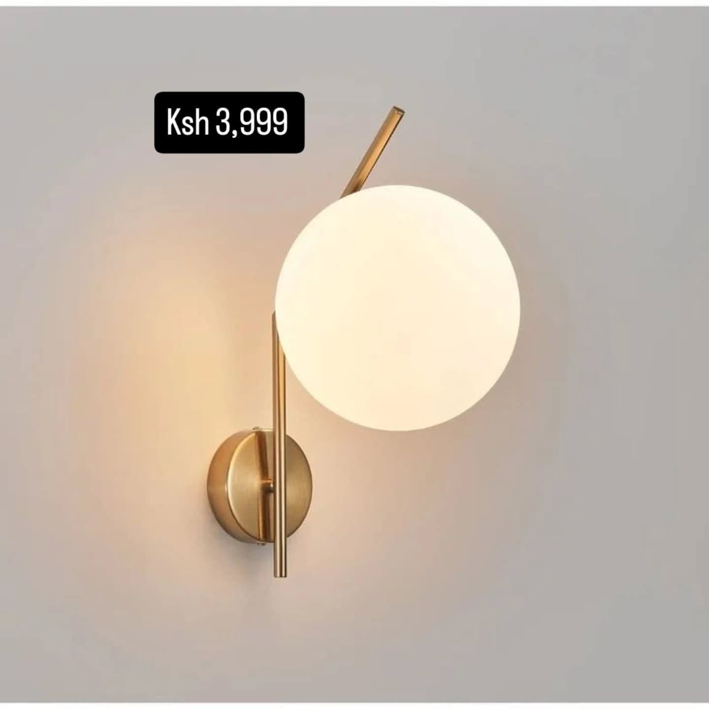 Modern Gold Globe Wall Light in Brass & Glass