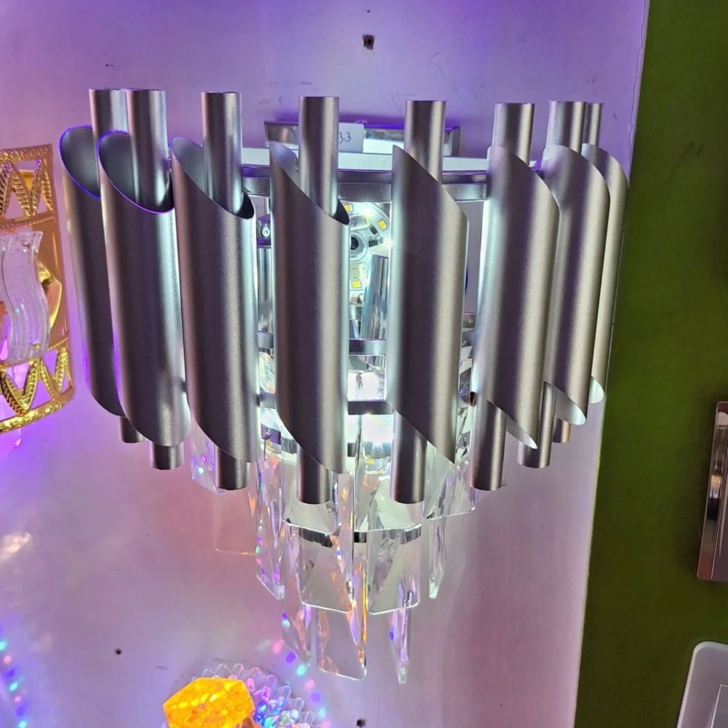 Modern Silver Crystal Tube Wall Light