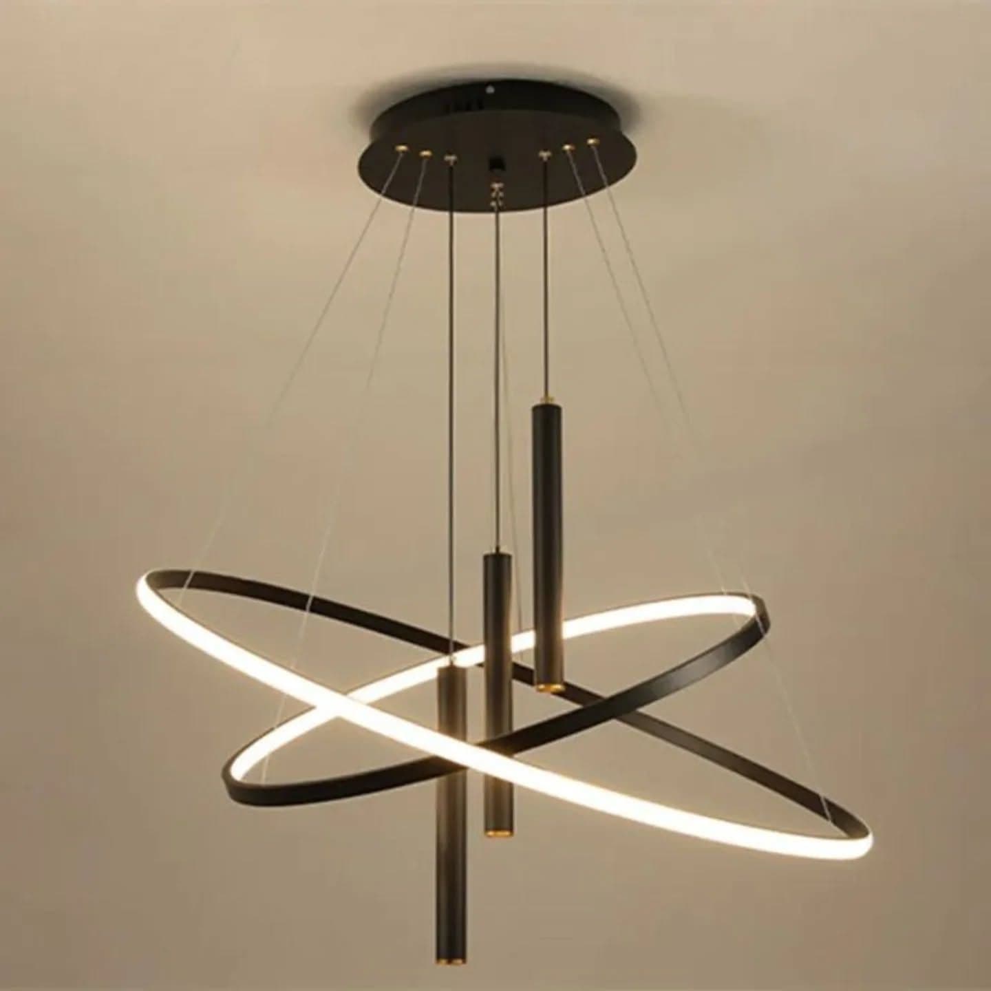 Modern Black and White Geometric Ring Pendant Light