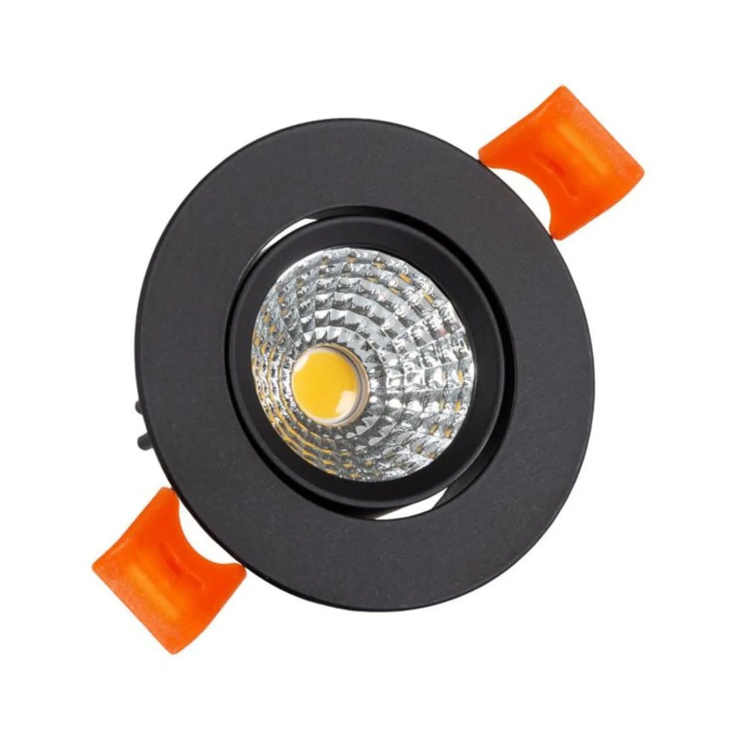 Modern Adjustable LED Gypsum Downlighter in Matte Black & Orange