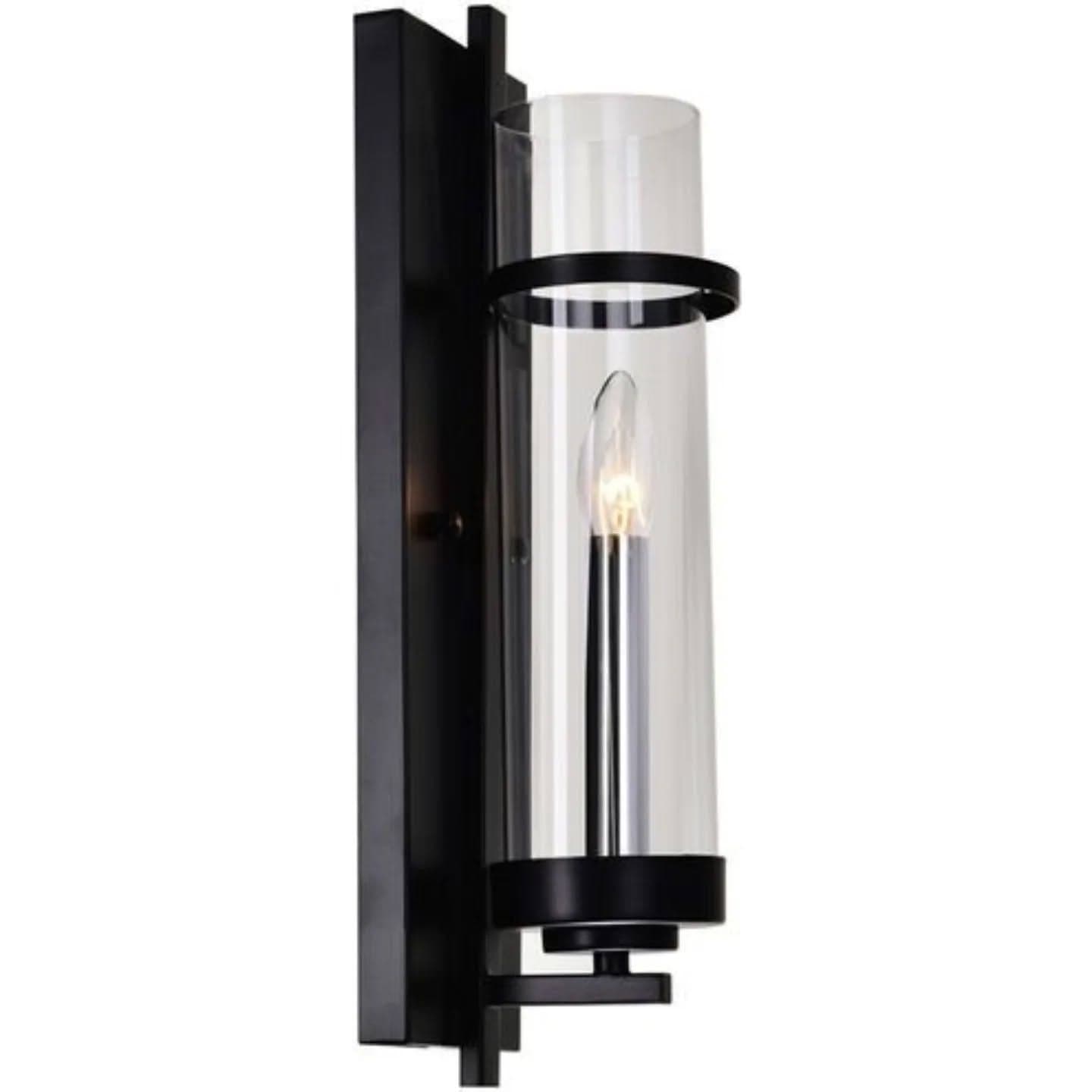 Modern Black & Chrome Cylinder Wall Light