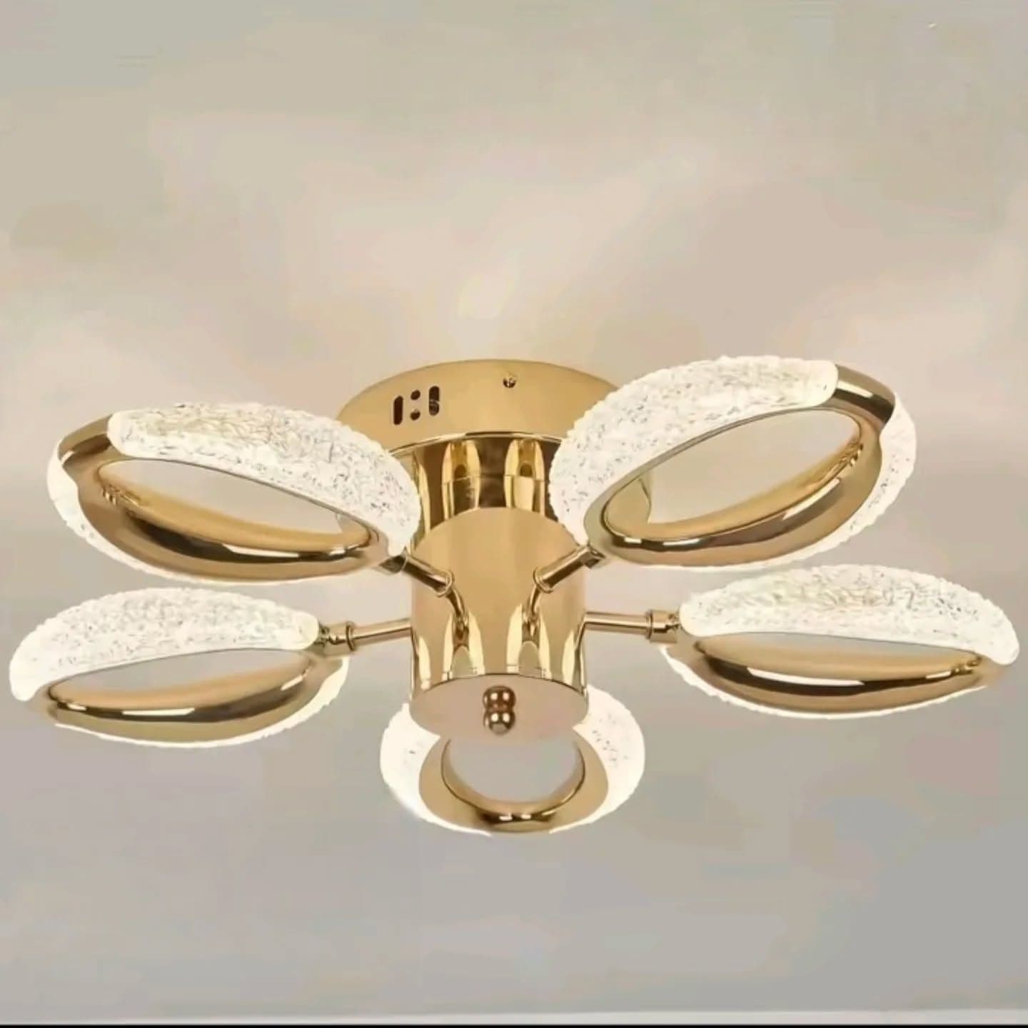 Modern Gold Ring LED Chandelier with Frosted Accents