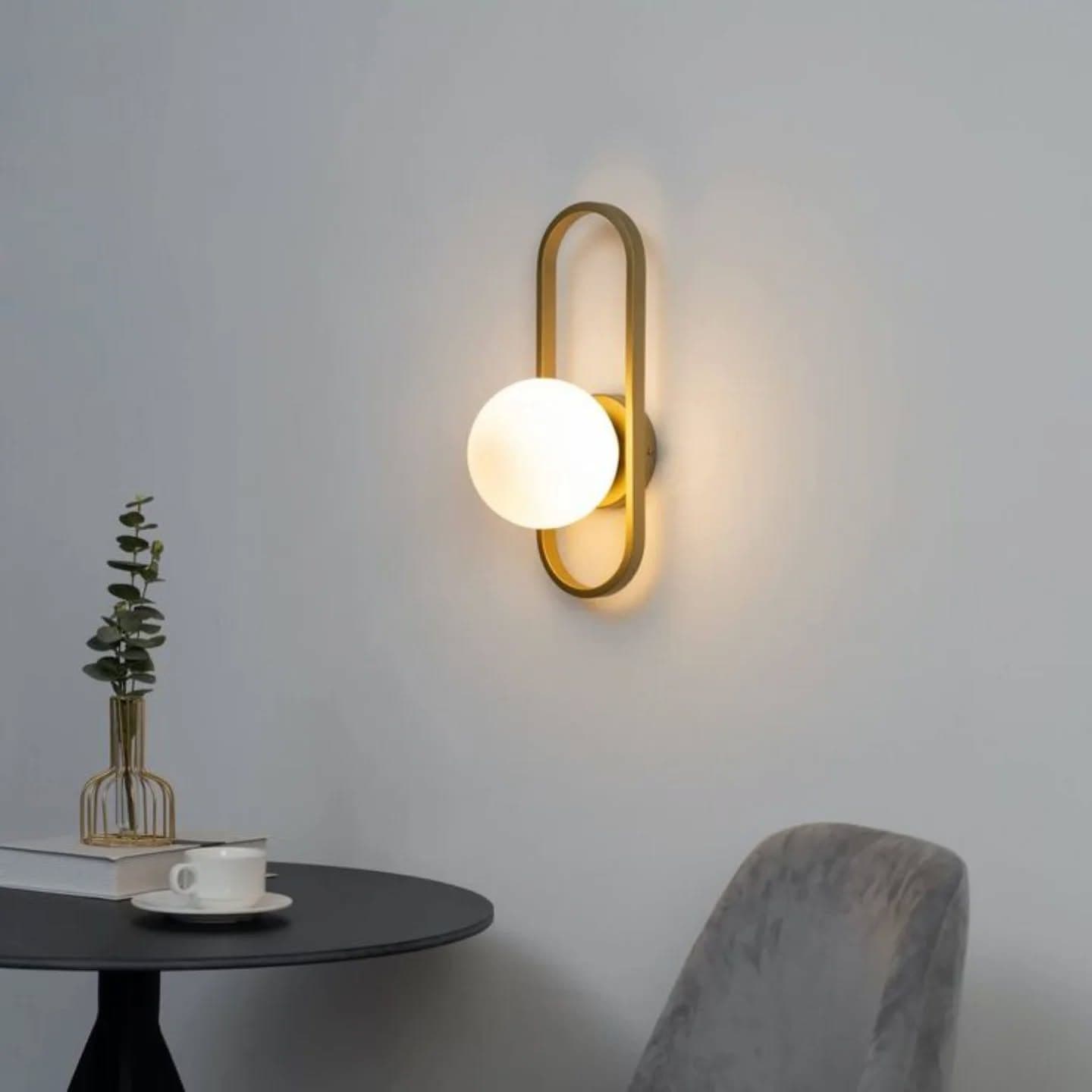 Modern Gold Brass Orb Wall Light