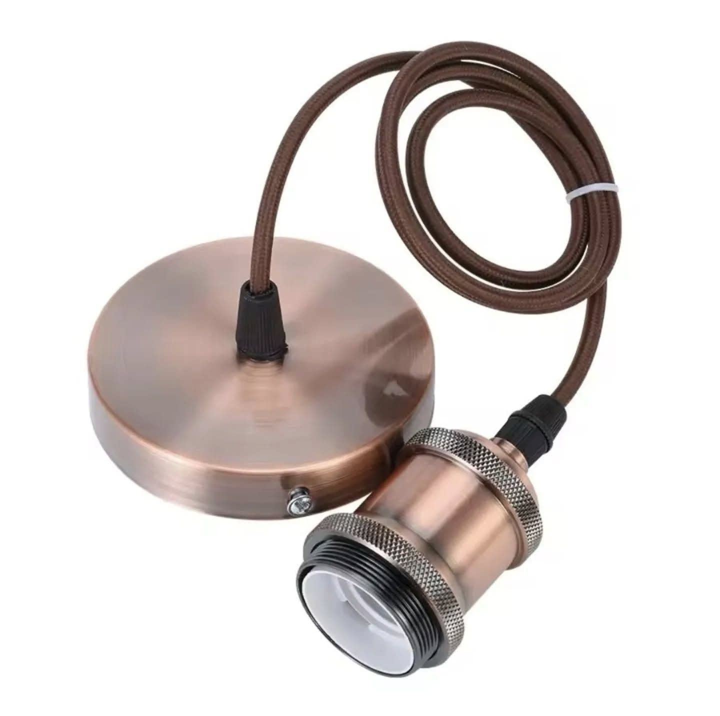 Vintage Bronze Metal Pendant Light with Exposed Bulb Socket