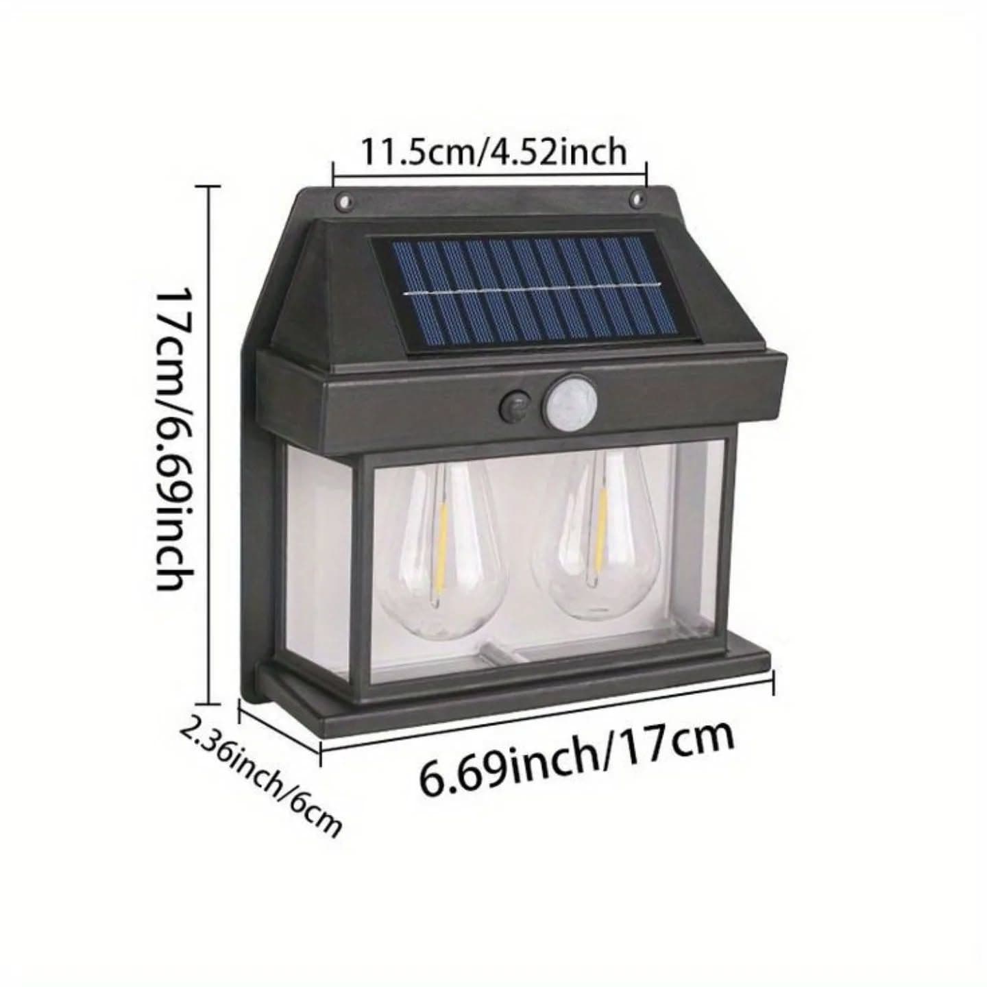 Modern Solar-Powered Black Outdoor Wall Light with Motion Sensor